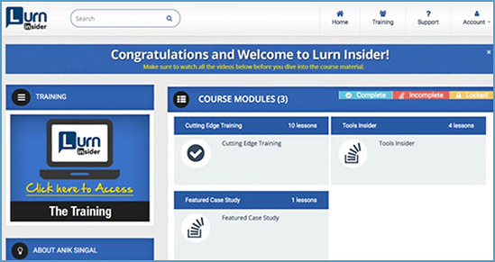 Lurn Insider Membership Dashboard